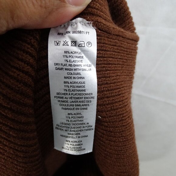 French Connection Brown Knit Ribbed Sweater Dress Women Size M Short Sleeve - Picture 6 of 6